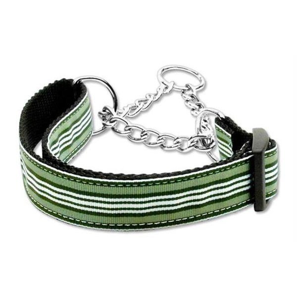 Mirage Pet Products 125-007M LGGR Preppy Stripes Nylon Ribbon Collars Martingale Green-White Large, Mirage Pet Products, Mfr#: 125-007M LGGR